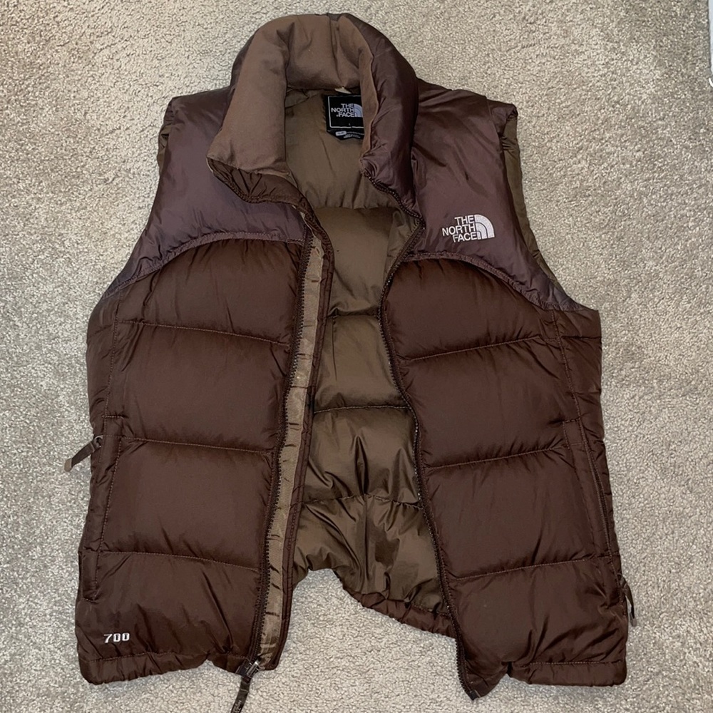 North Face Brown Puffer Vest Size Small